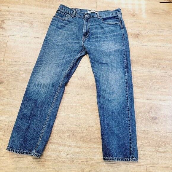 Levi's 505 Jeans Men's Sz 38/32 Distressed Straight Fit Medium Blue Wash Rustic - Picture 12 of 12
